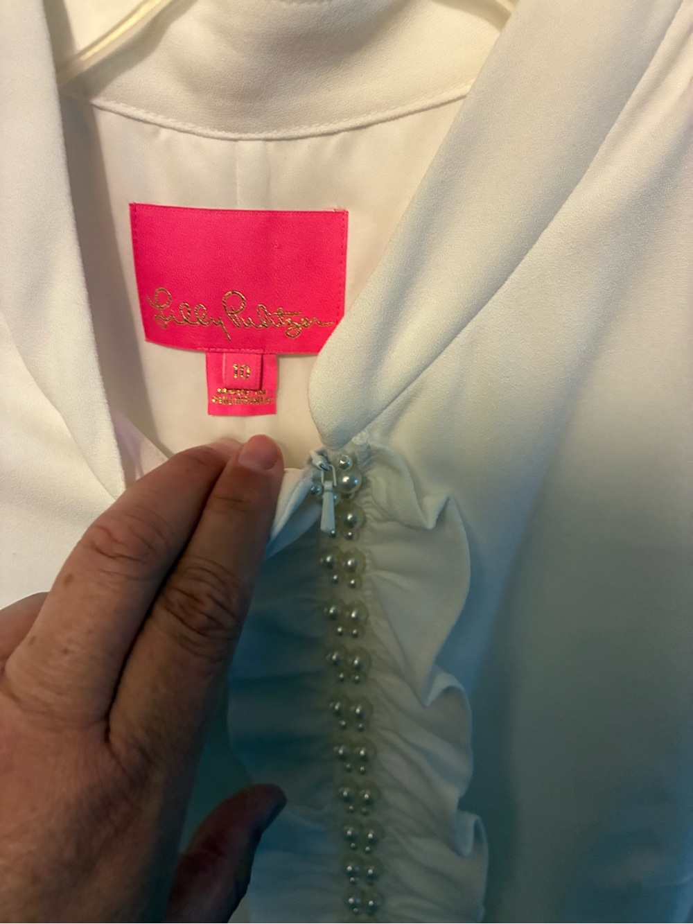 Lilly Pulitzer White Sleeveless Ruffle-Front Shift Dress - Picture 4 of 5
